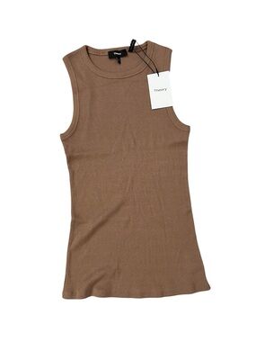 NWT Theory Compact Ribbed Fitted Tank in Truffle